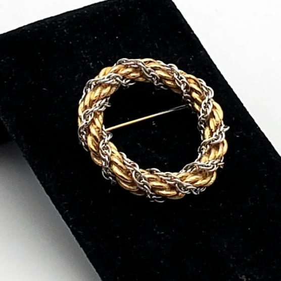 Napier - Vintage Gold and Silver Tone Wreath Brooch