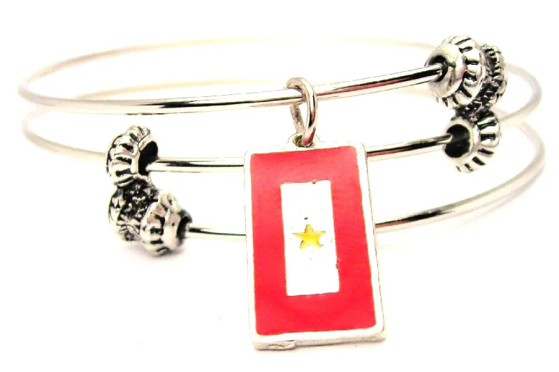 Hand Painted Gold Star Mother Flag Triple Style Expandable Bangle Bracelet