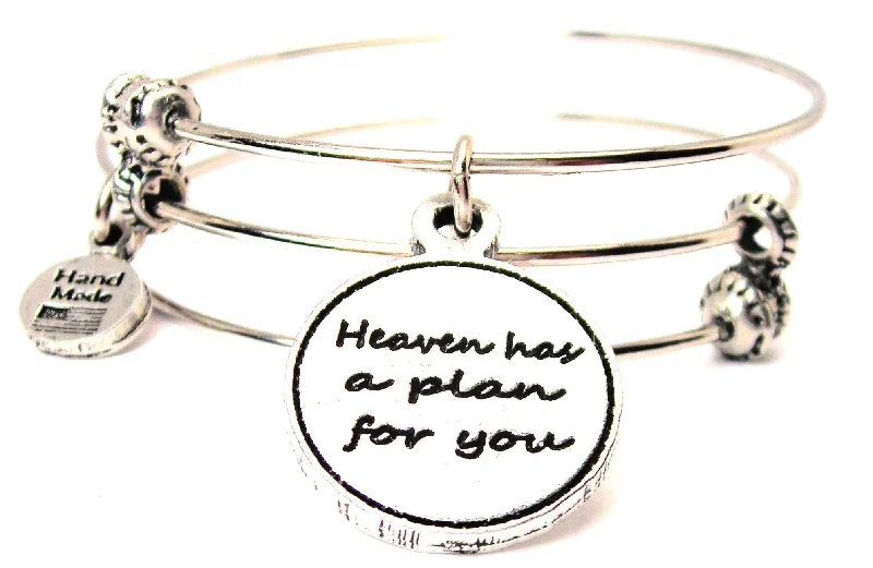 Heaven Has A Plan For You Triple Style Expandable Bangle Bracelet