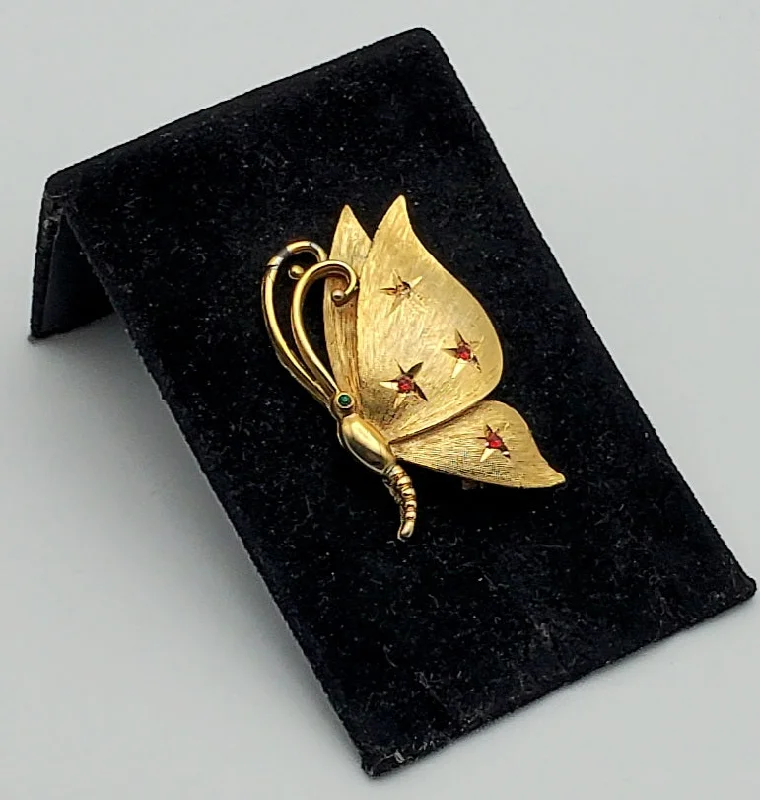 Jonette Jewelry - Gold Tone Moth Brooch - (DAMAGED)