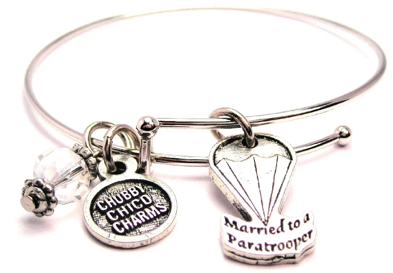 Married To A Paratrooper Bangle Bracelet