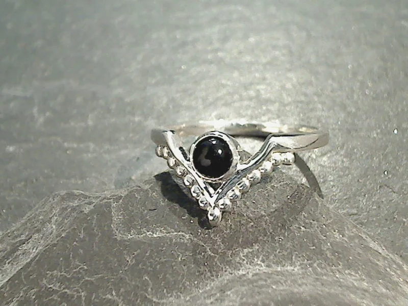 Size 7 Black Onyx, Sterling Silver Ring