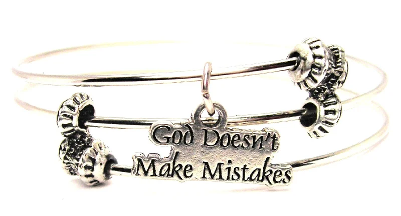 God Doesn't Make Mistakes Triple Style Expandable Bangle Bracelet