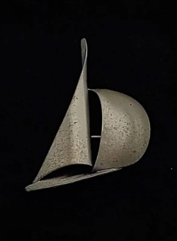 Beau - Vintage Sailboat Sterling Silver Brooch