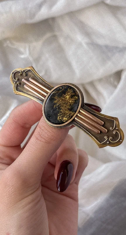 Black Gold In Quartz Brooch Circa 1860 American Gold Rush