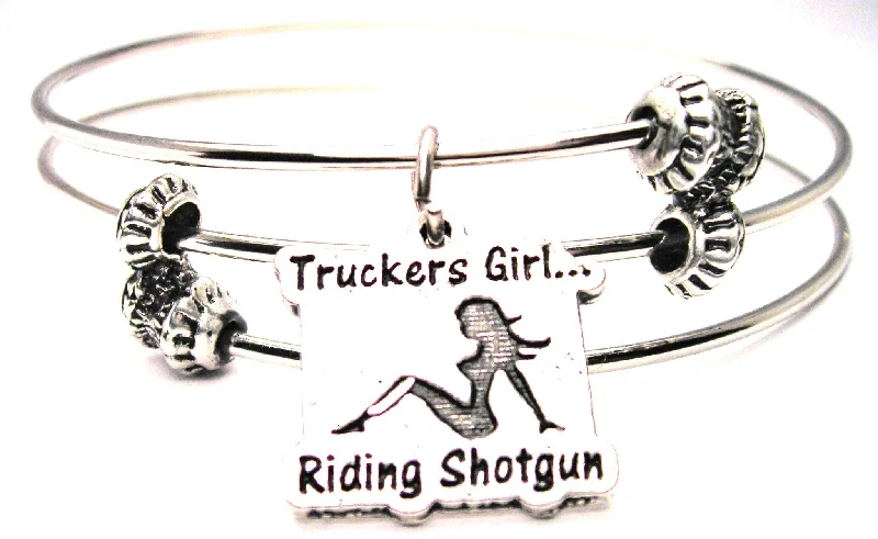 Truckers Girl Riding Shotgun Triple Style Expandable Bangle Bracelet