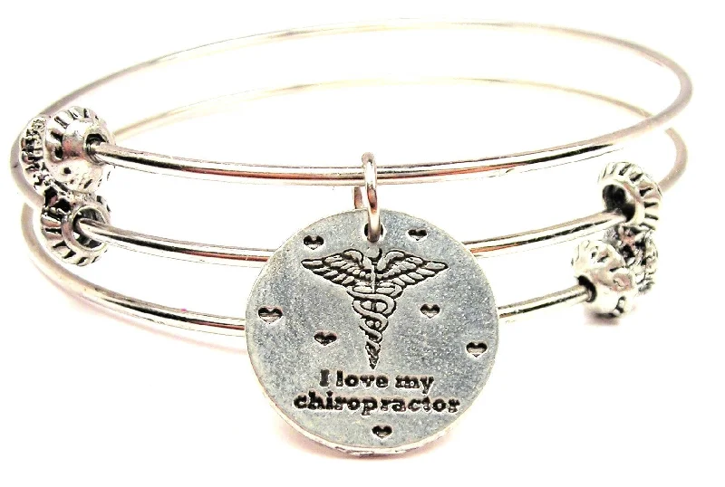 I Love My Chiropractor Triple Style Expandable Bangle Bracelet