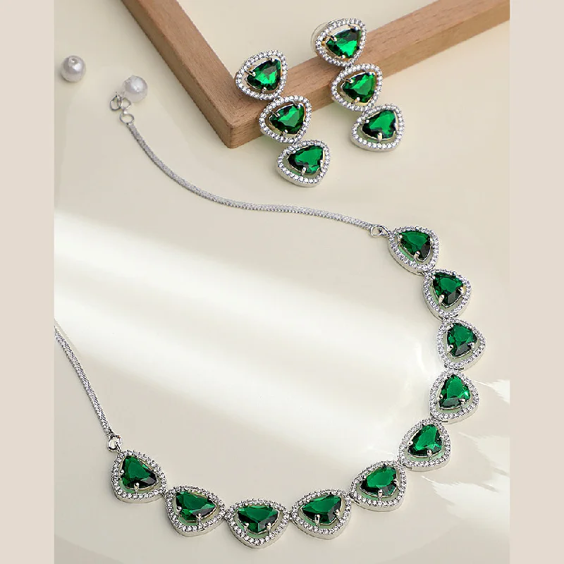 Asmitta Silver Plated AD Necklace Set