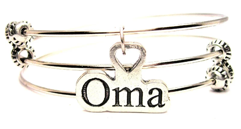 Oma Grandmother In German Triple Style Expandable Bangle Bracelet