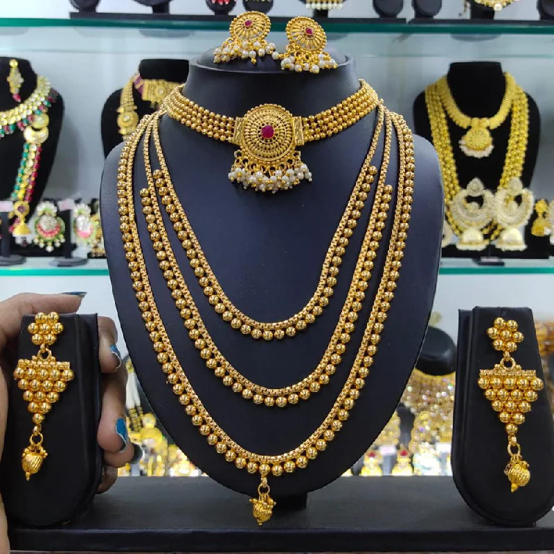 Manisha Jewellery Gold Plated Double Necklace Set