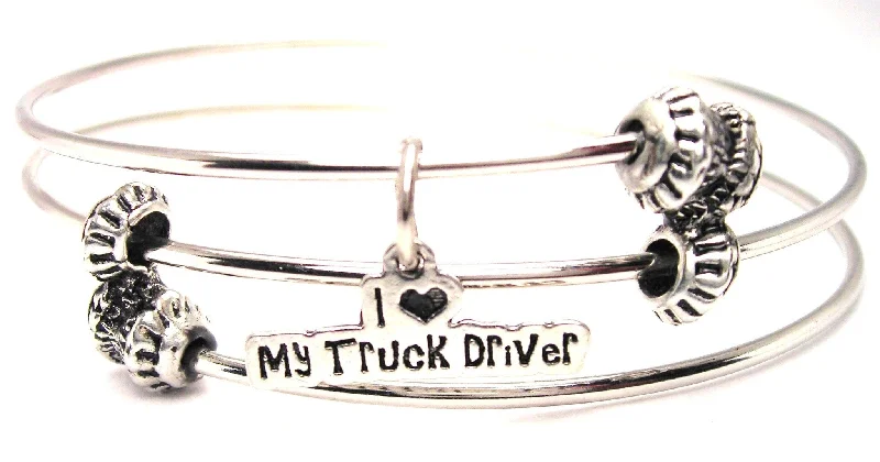 I Love My Truck Drivers Triple Style Expandable Bangle Bracelet